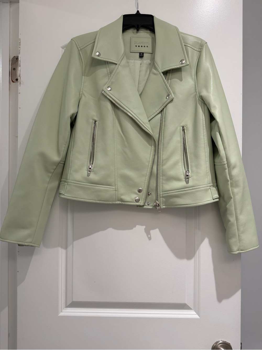 Blank NYC Mint Green Vegan Leather Moto Jacket